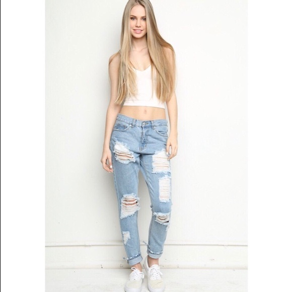 Brandy Melville Denim - Brandy Melville Distressed Boyfriend Jean Size S